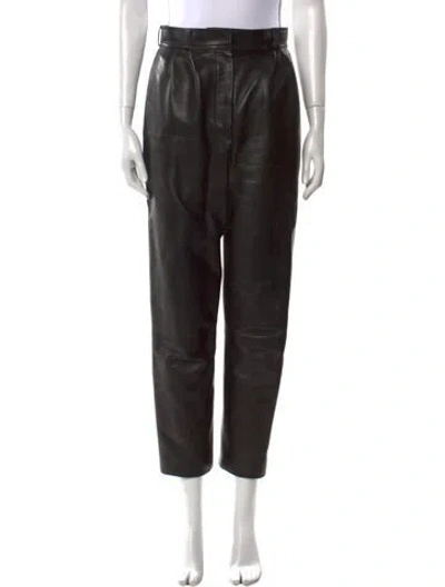 Pre-owned Alexander Mcqueen Leather Straight Leg Pants In Black