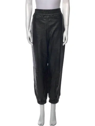 Pre-owned Alexander Mcqueen Leather Straight Leg Pants In Black