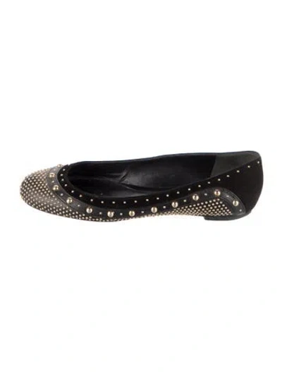 Pre-owned Alexander Mcqueen Leather Studded Accents Ballet Flats In Black