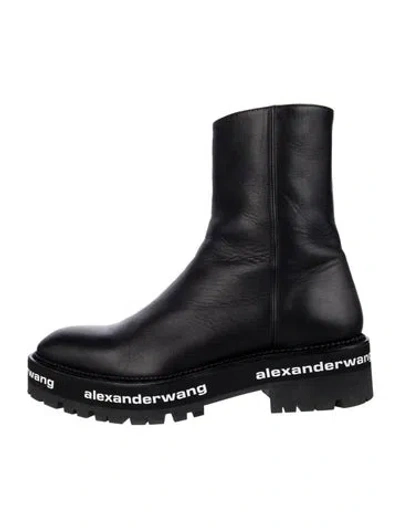 Pre-owned Alexander Mcqueen Leather Studded Accents Combat Boots In Black/blue