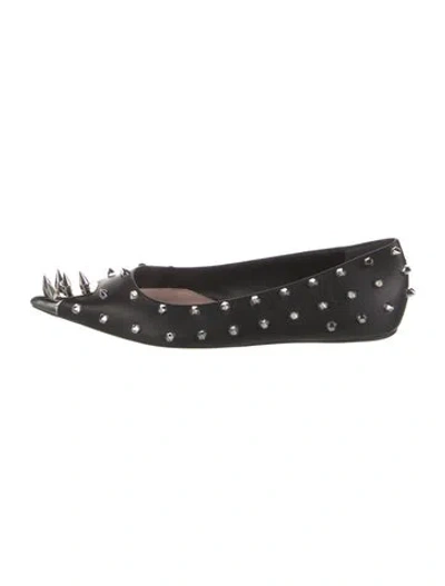 Pre-owned Alexander Mcqueen Leather Studded Accents Flats W/ Tags In Black