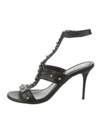 Pre-owned Alexander Mcqueen Leather Studded Accents Gladiator Sandals In Black