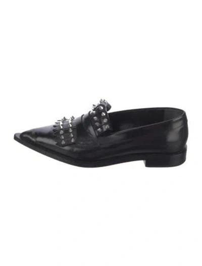 Pre-owned Alexander Mcqueen Leather Studded Accents Mules In Black