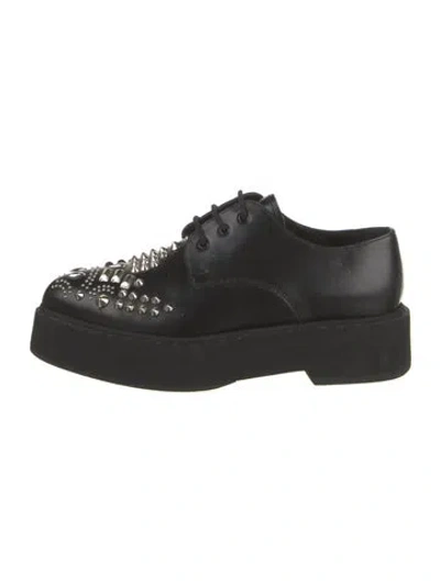 Pre-owned Alexander Mcqueen Leather Studded Accents Oxfords In Black