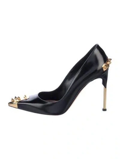 Pre-owned Alexander Mcqueen Leather Studded Accents Pumps In Blue
