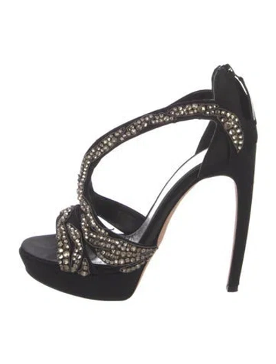 Pre-owned Alexander Mcqueen Leather Studded Accents Sandals In Black