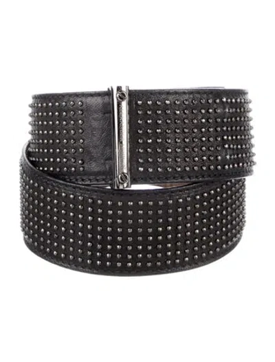 Pre-owned Alexander Mcqueen Leather Studded Accents Waist Belt In Black
