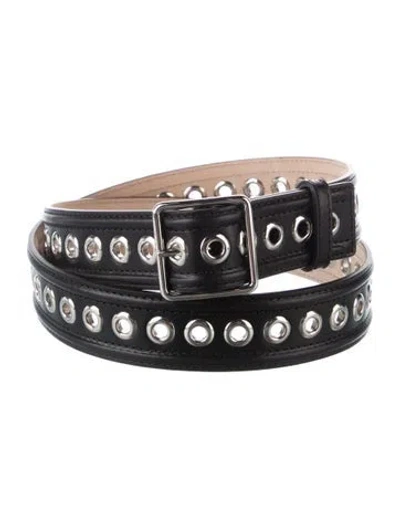 Pre-owned Alexander Mcqueen Leather Studded Accents Waist Belt In Black