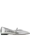 Alexander Mcqueen Leather Studded Ballerina Shoes In Silver