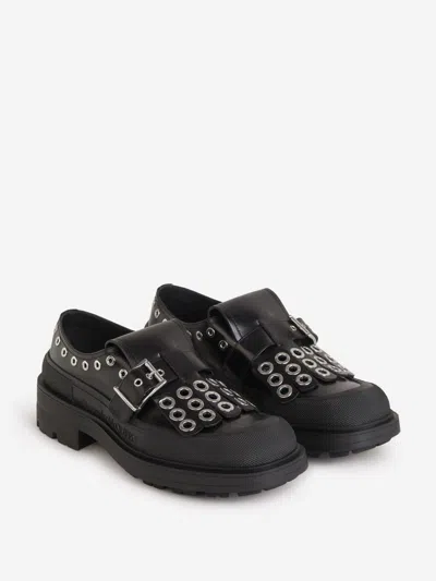 Alexander Mcqueen Leather Studded Loafers In Black