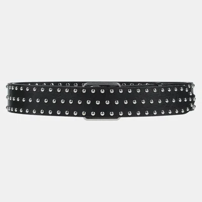 Pre-owned Alexander Mcqueen Leather Studded Wrap Belt 70 Cm In Black