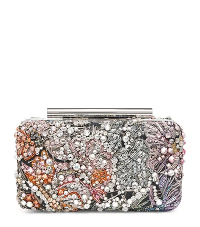 Alexander Mcqueen Leather T-bar Box Clutch Bag In Silver