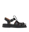 Alexander Mcqueen Leather T-bar Caged Sandals 25 In Black