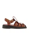 Alexander Mcqueen Leather T-bar Caged Sandals 25 In Brown