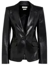 Alexander Mcqueen Women's Luxurious 100% Leather Jacket In Black  