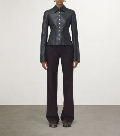 Alexander Mcqueen Leather Tailored Shirt In Black