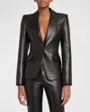 Alexander Mcqueen Women's Luxurious 100% Leather Jacket In Black