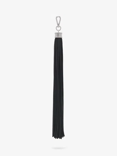 Alexander Mcqueen Leather Tassel Charm In Black