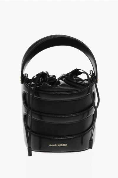 ALEXANDER MCQUEEN LEATHER THE RISE BUCKET BAG WITH REMOVABLE SHOULDER STRAP