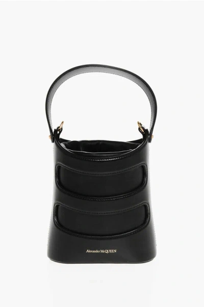 Alexander Mcqueen Leather The Rise Mini Bucket Bag With Shoulder Chain