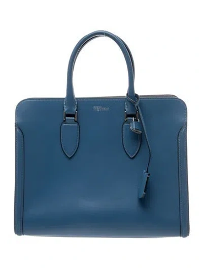 Pre-owned Alexander Mcqueen Leather Top Handle Bag In Blue
