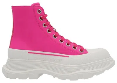 Pre-owned Alexander Mcqueen Leather Tread Slick Boot (women's) Sneakers In Pink/white In Multi
