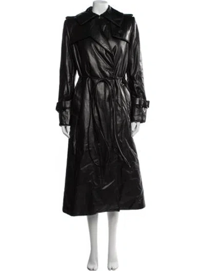 Pre-owned Alexander Mcqueen Leather Trench Coat W/ Tags In Black