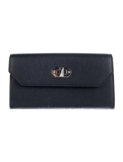 Pre-owned Alexander Mcqueen Leather Trifold Wallet In Blue