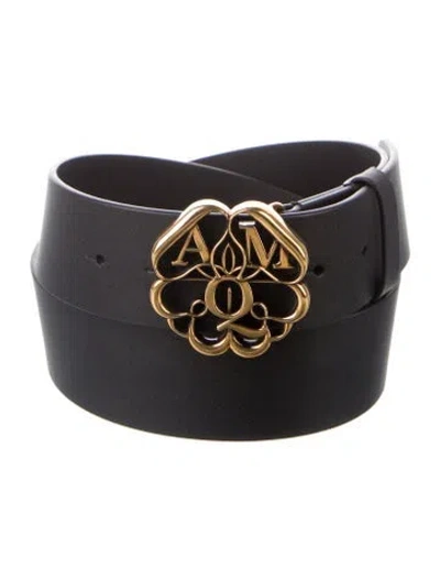 Pre-owned Alexander Mcqueen Leather Waist Belt In Black