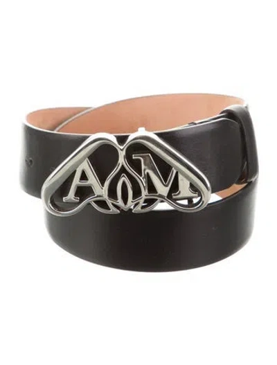 Pre-owned Alexander Mcqueen Leather Waist Belt In Black