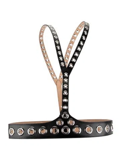 Pre-owned Alexander Mcqueen Leather Waist Belt In Black