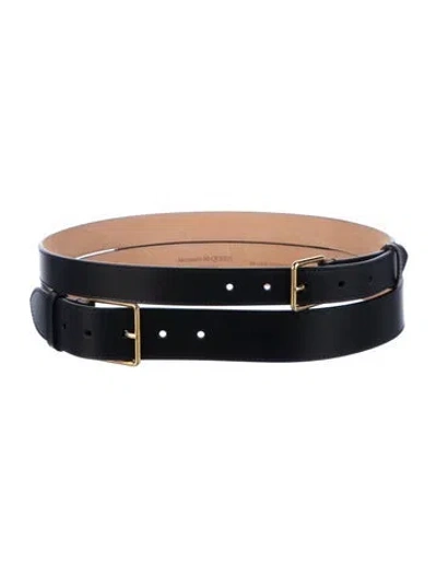 Pre-owned Alexander Mcqueen Leather Waist Belt In Black