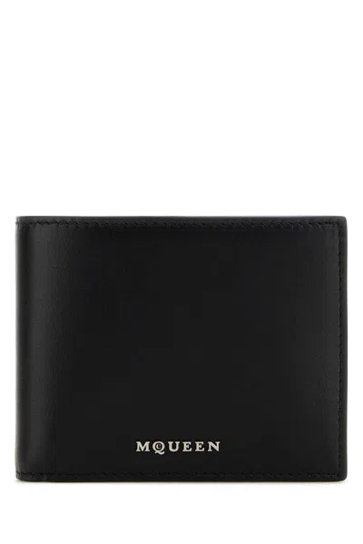 Alexander Mcqueen Leather Wallet 12 Cm X 9.5 Cm X 2.5 Cm For Men In Black