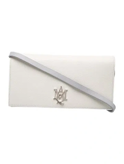 Pre-owned Alexander Mcqueen Leather Wallet On A Chain In White