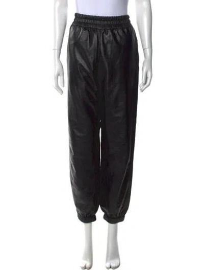Pre-owned Alexander Mcqueen Leather Wide Leg Pants In Black