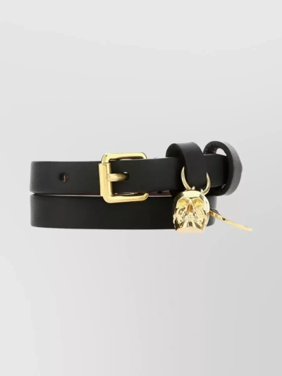 Alexander Mcqueen Black Leather Bracelet Nd  Donna Tu