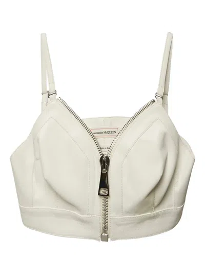 Pre-owned Alexander Mcqueen Leather Zip Top In Neutral