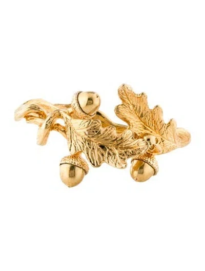 Pre-owned Alexander Mcqueen Leaves & Acorn Hinged Cuff Bracelet, 6.75" In Multi