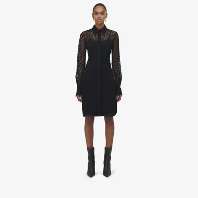 Alexander Mcqueen Leopard Devoré Mini Dress In Black