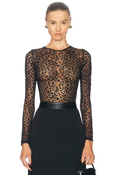 Alexander Mcqueen Leopard Devore Top In Black