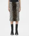 Alexander Mcqueen Leopard-print Faux Fur Midi Skirt In Blackyell