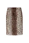 Alexander Mcqueen Leopard-print Faux Fur Midi Skirt In Brown