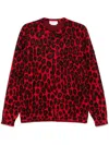 Alexander Mcqueen Wool-blend Leopard Print Sweater In Red