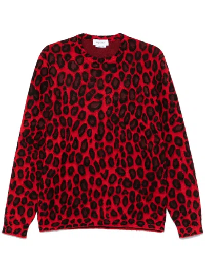 Alexander Mcqueen Wool-blend Leopard Print Sweater In Red