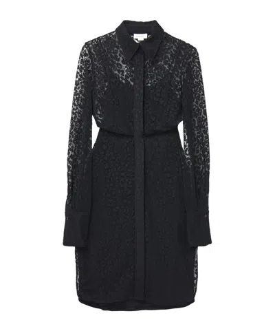 Alexander Mcqueen Leopard Print Burnt Flower Shirt Skirt In Black
