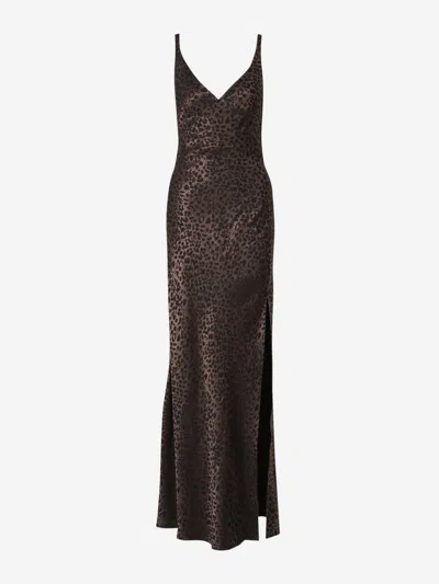 Alexander Mcqueen Leopard Jacquard Dress In Brown