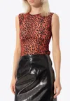 Alexander Mcqueen Leopard Print Sleeveless Devoré Top