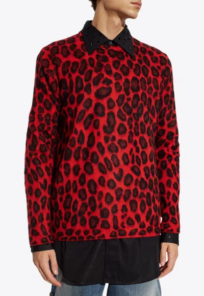 ALEXANDER MCQUEEN LEOPARD PRINT WOOL-BLEND SWEATER