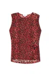 Alexander Mcqueen Leopard Printed Sleeveless Top In Rosso E Nero