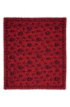 Alexander Mcqueen Leopard Skull Wool Fringe Scarf In Red/black